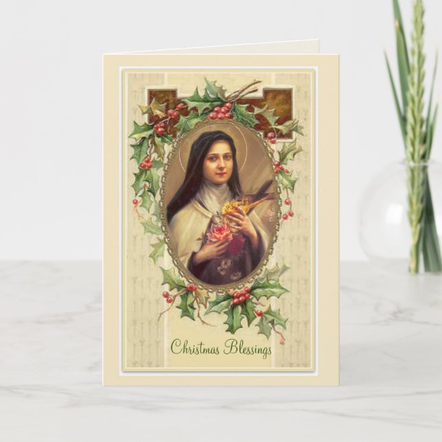 Vintage St. Therese Christmas Blessing Card (Front)