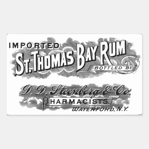 Vintage St Thomas Bay Rum Advertising Logo Label