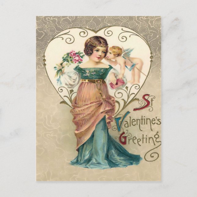 Vintage St. Valentine Greeting Postcard (Front)