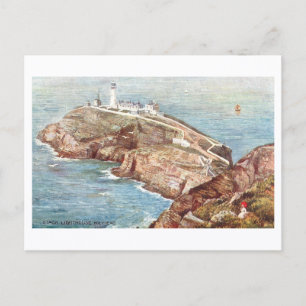 Vintage Stack Lighthouse, Holyhead, Wales Postcard