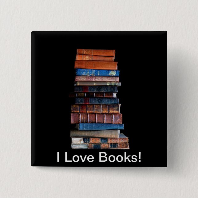 VIntage Stack of Old Books Pinback Button (Front)