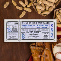 Vintage Stadium Ticket Baseball Bar Mitzvah Blue