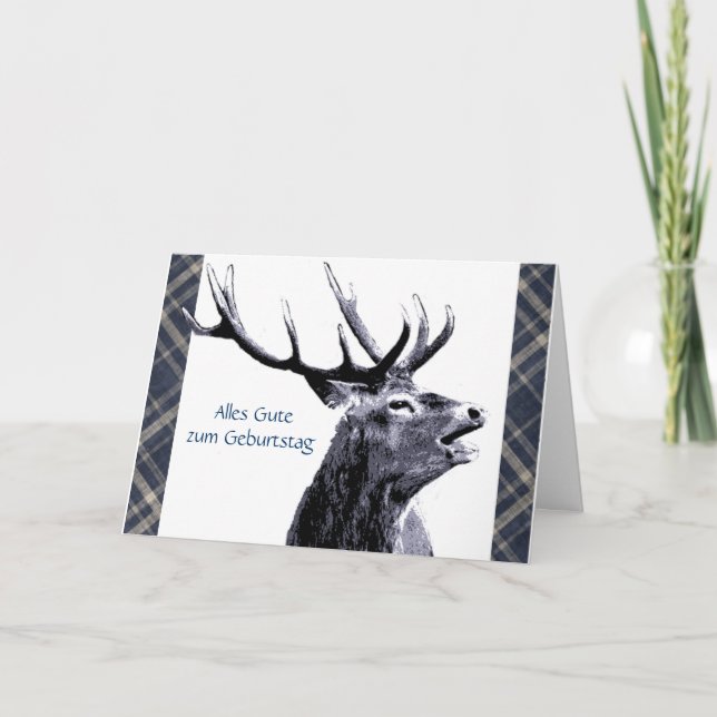 Vintage Stag Alles Gute  zum Geburtstag German Card (Front)