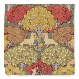 Vintage Stag Deer Forest Sage Green Pattern Bandana