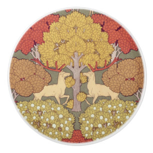 Vintage Stag Deer Forest Sage Green Pattern Ceramic Knob