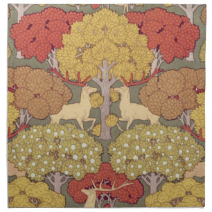 Vintage Stag Deer Forest Sage Green Pattern Cloth Napkin