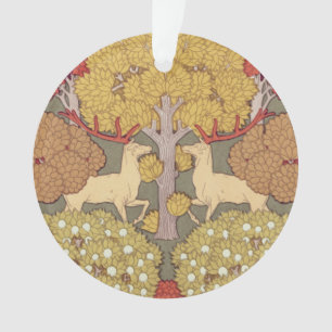 Vintage Stag Deer Forest Sage Green Pattern Ornament