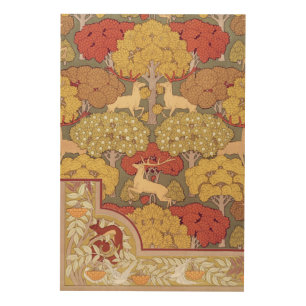 Vintage Stag Deer Forest Sage Green Pattern Wood Wall Art