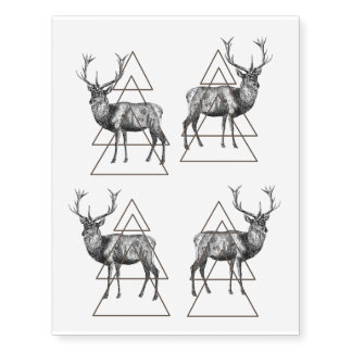 Vintage Stag Geometric Temporary Tattoos