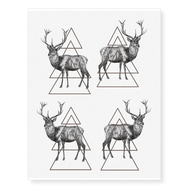 Vintage Stag Geometric Temporary Tattoos (Front)