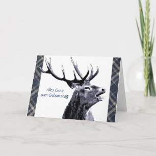 Vintage Stag Happy Birthday German Card