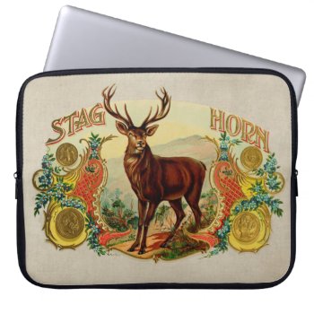 Vintage Stag Horn Laptop Sleeve by BluePress at Zazzle