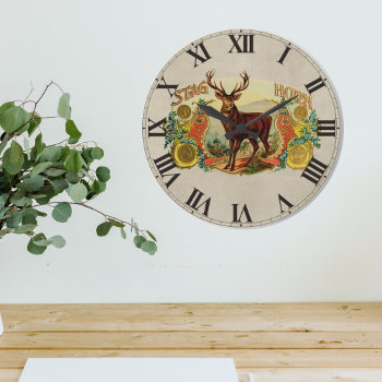 Vintage Stag Horn Large Clock by BluePress at Zazzle