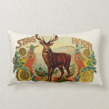 Vintage Stag Horn Lumbar Pillow by BluePress at Zazzle