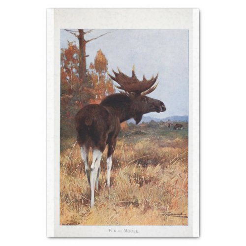 Vintage Stag Moose Ephemera Decoupage Tissue Paper