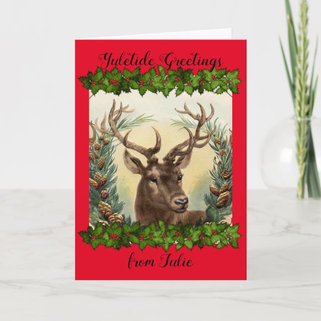 Vintage stag Yuletide Card (Front)