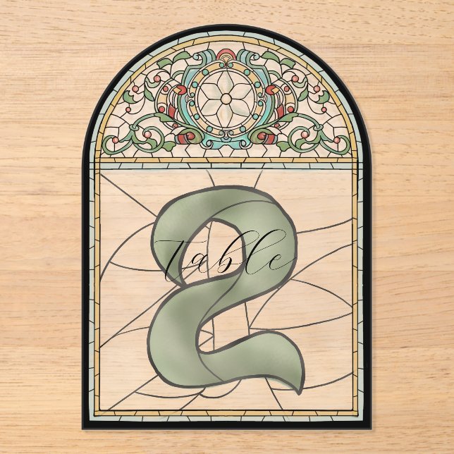 Vintage Stained Glass Effect Acrylic Table Numbers (Front)