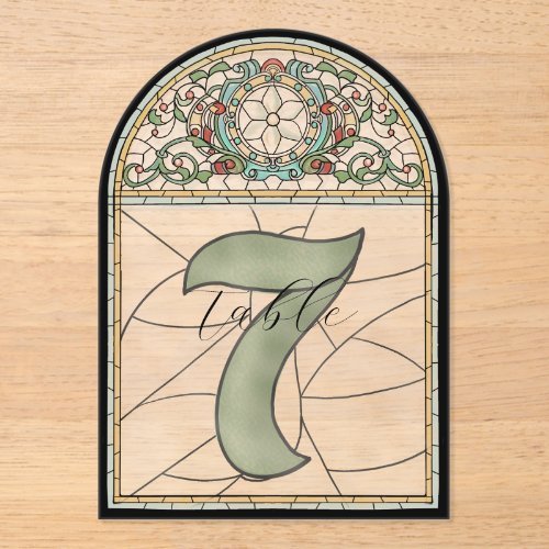 Vintage Stained Glass Effect Acrylic Table Numbers