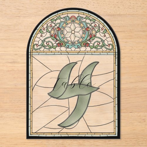 Vintage Stained Glass Effect Acrylic Table Numbers