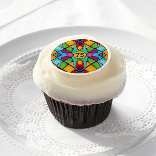 Vintage Stained Glass _ Elegant Age Number Edible Frosting Rounds