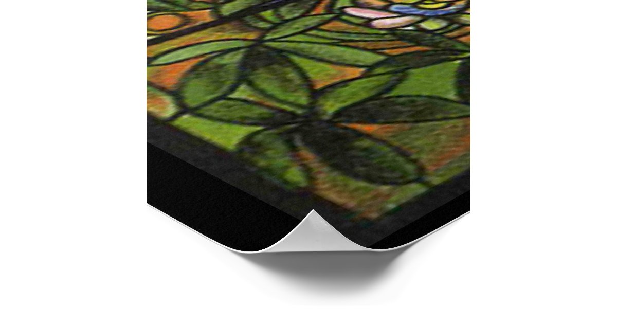 Vintage Stained Glass Pattern Apple Tree Art Print