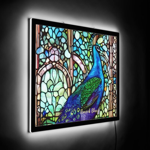 Vintage Stained Glass Pattern in Blue Green Red LED Sign