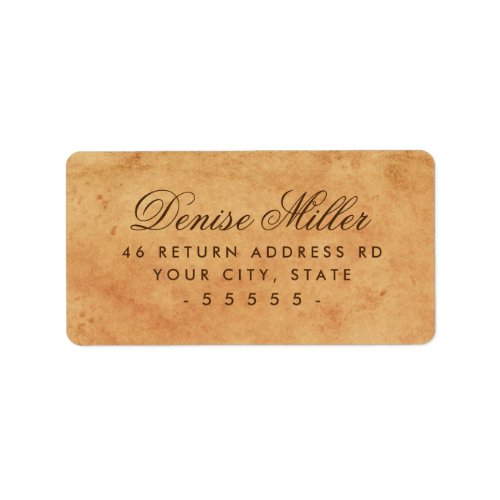 Vintage stained old paper return address label