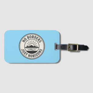 Vintage Stamp – “No Borders, Just Horizons”. Luggage Tag