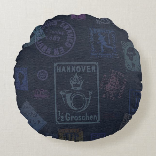 Vintage Stamp pillow - Dark (Front)
