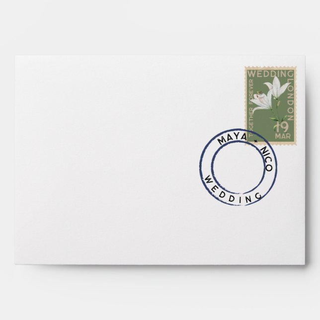 Vintage stamp wedding envelope (Front)