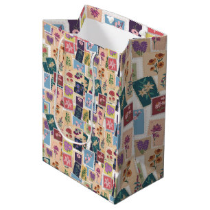 Vintage Stamps Collection,Retro Theme Medium Gift Bag