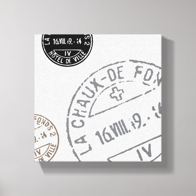 Vintage Stamps...stretched canvas Print (Front)