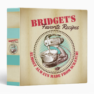 Vintage stand mixer personalized cookbook recipe 3 ring binder