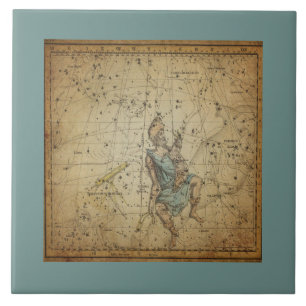 Vintage Star Chart of Auriga Constellation Ceramic Tile