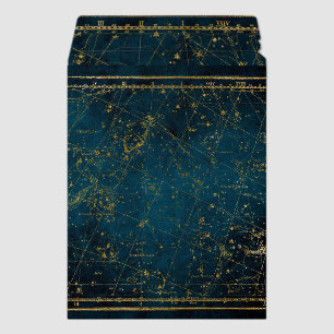 Vintage Star constellation map blue gold Envelope Mailers