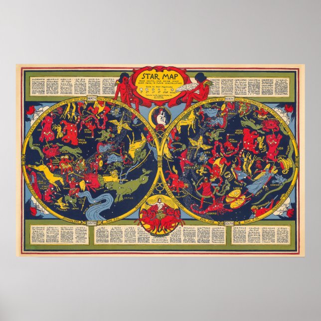 Vintage Star Map Constellations Celestial Chart  (Front)