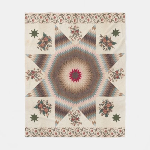 Vintage Star of Bethlehem Cottage Floral Quilt  Fleece Blanket