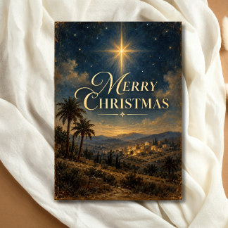 Vintage Star of Bethlehem Religious Christmas Holiday Card