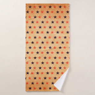 Vintage star pattern in old paper texture  bath towel