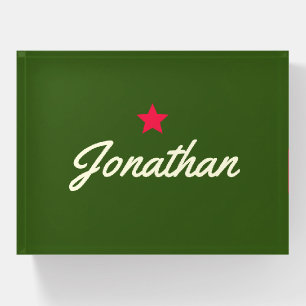 Vintage Star Signature in Forest Green  Paperweight