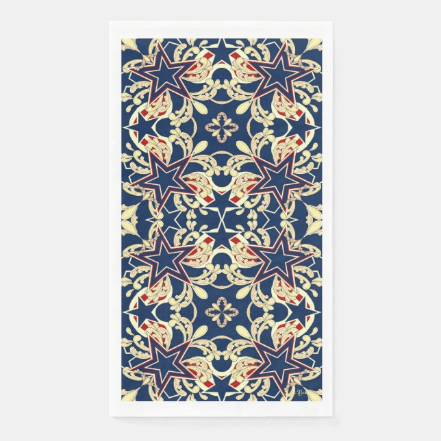 Vintage Star-Spangled Americana Design Paper Guest Towels (Front)