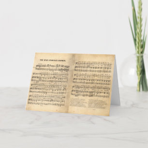Vintage Star Spangled Banner Song Sheet Lyrics Card