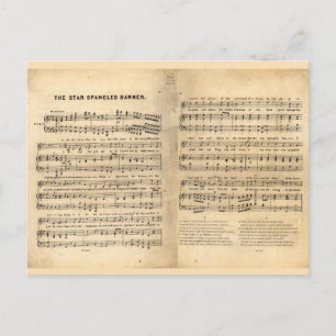 Vintage Star Spangled Banner Song Sheet Lyrics Postcard