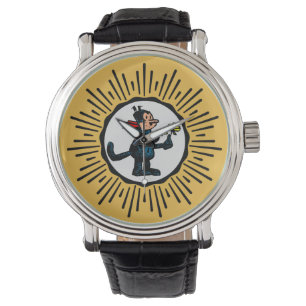 Vintage Starburst Cartoon Cat Wristwatch