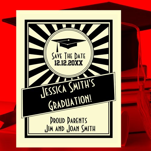 Vintage Starburst Save The Date Graduation Party Announcement