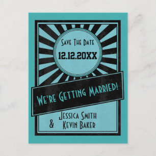 Vintage Starburst Save The Date Postcard