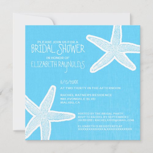 Vintage Starfish Beach Bridal Shower Invitations