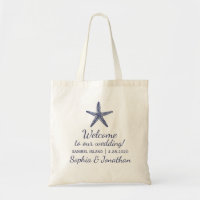 Vintage Starfish Beach Wedding Custom Welcome Tote Bag