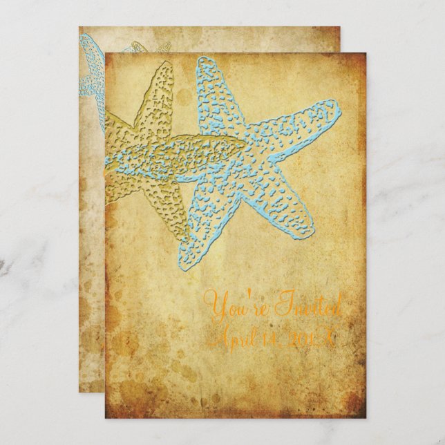 VINTAGE STARFISH/BEACH WEDDING INVITATION (Front/Back)