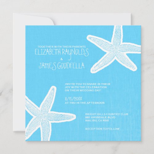 Vintage Starfish Beach Wedding Invitations